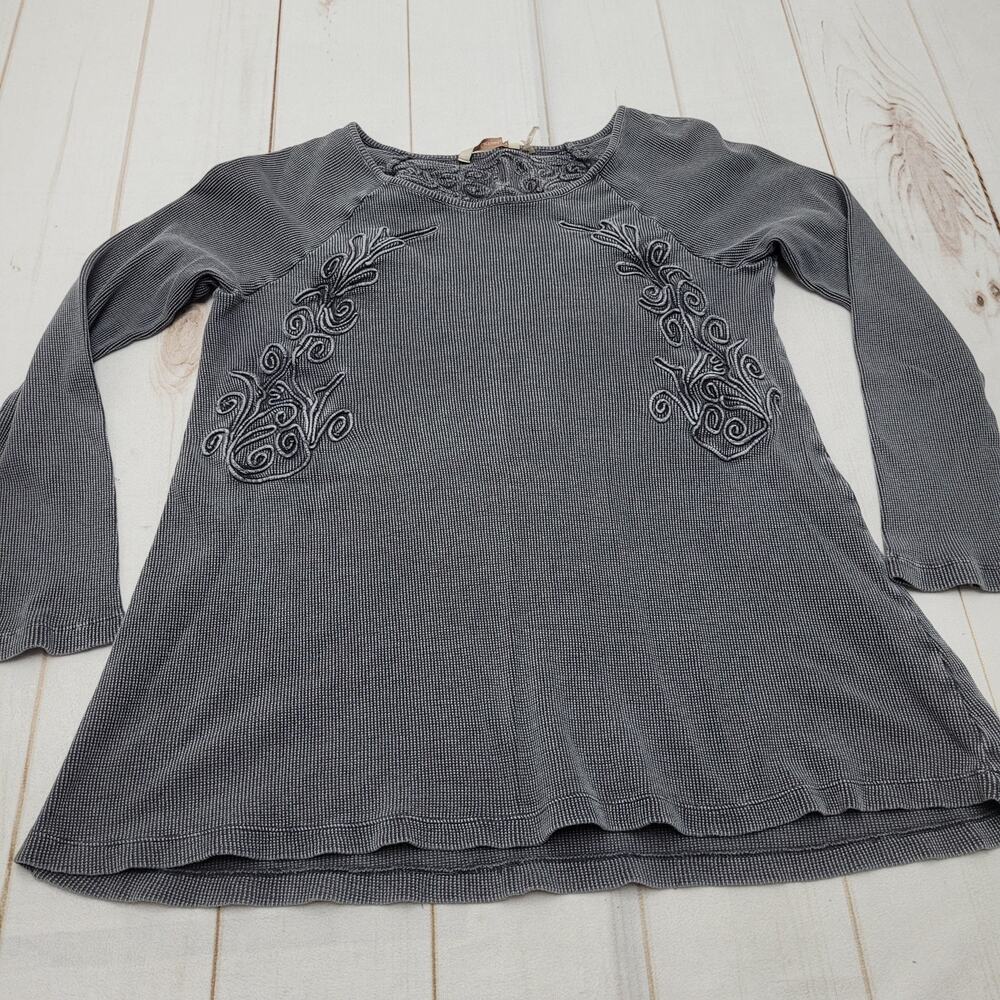 Soft Surroundings waffle thermal knit long gray tunic top flowy large cotton